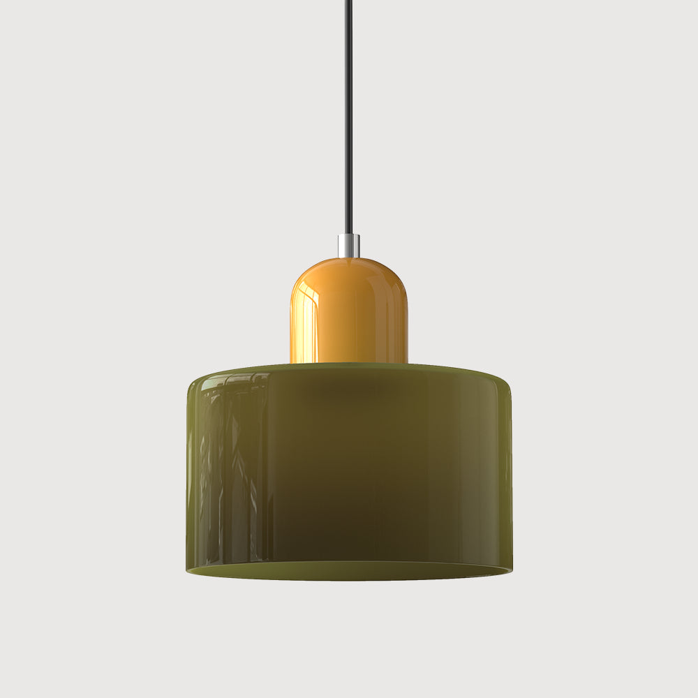 Round Coloured Glass Pendant Light