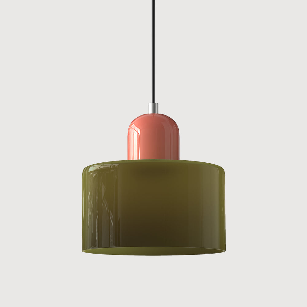 Round Coloured Glass Pendant Light