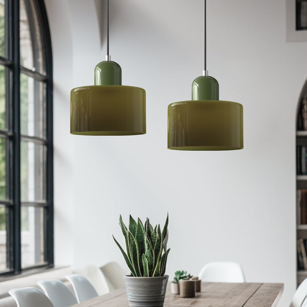 Round Coloured Glass Pendant Light