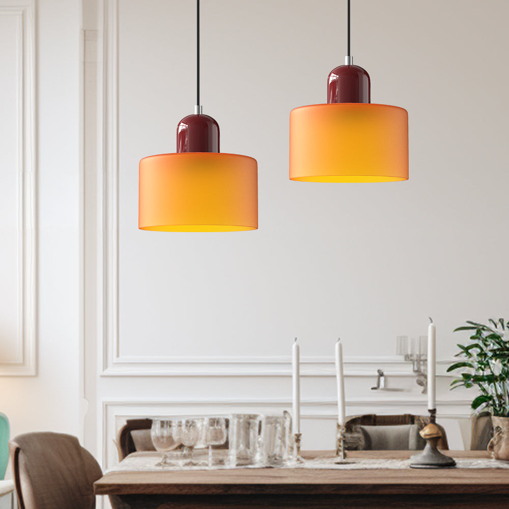 Round Coloured Glass Pendant Light