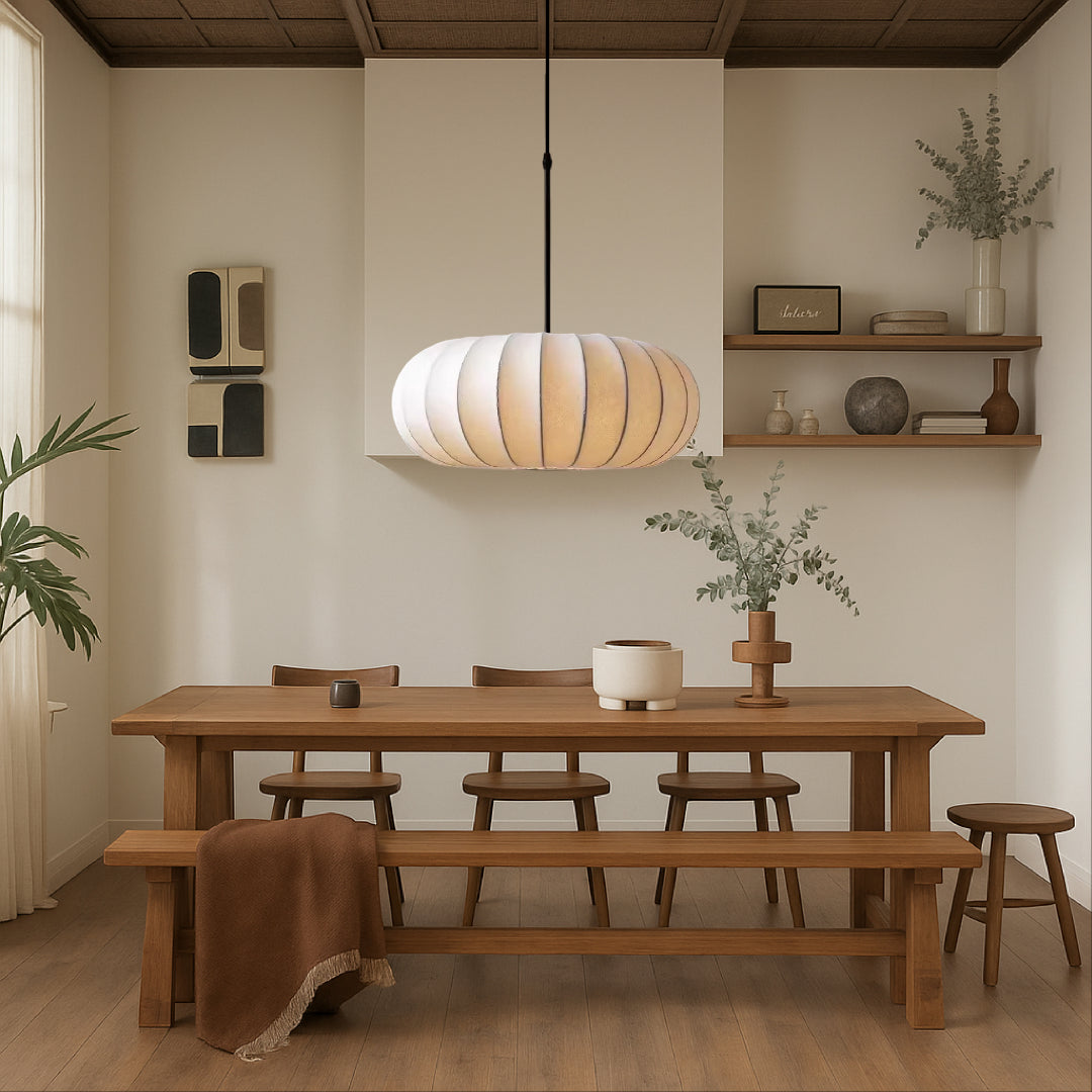 Ribbed Fabric Pendant Light
