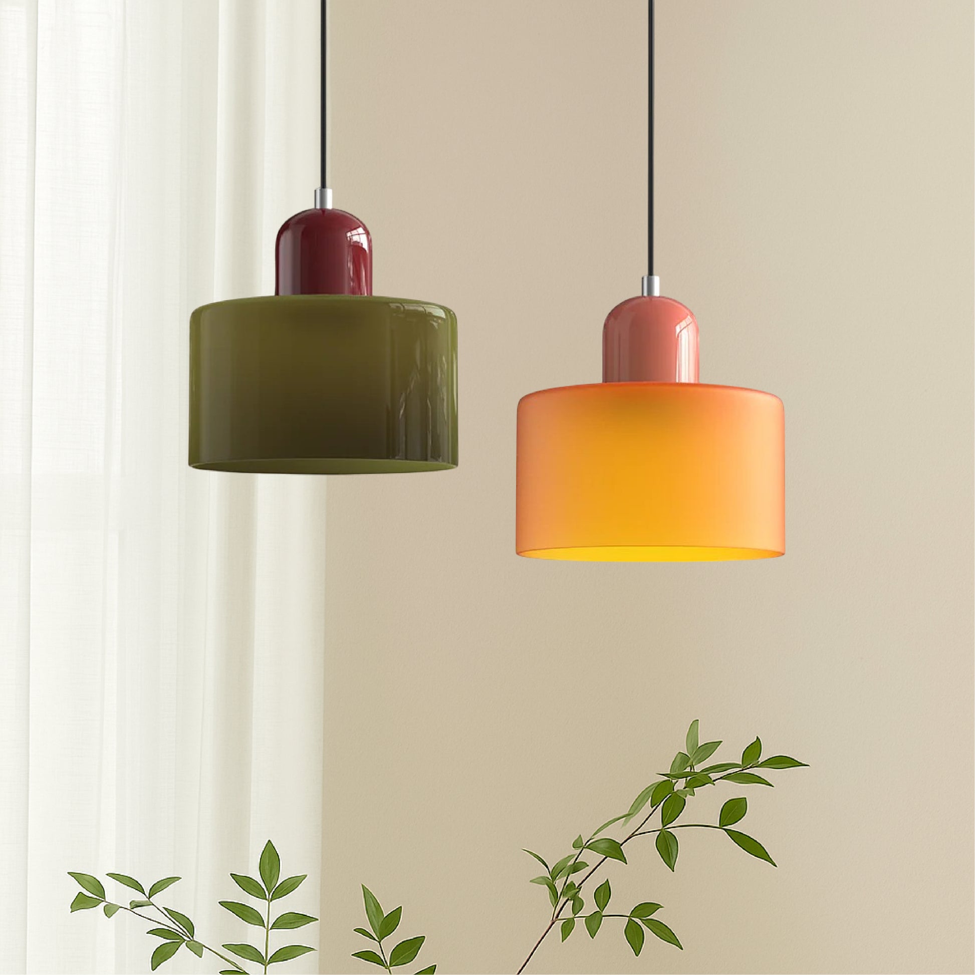 Round Coloured Glass Pendant Light